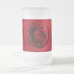 deep red rose frosted glass beer mug