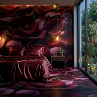 Deep Red Rose Petals Elegant Floral Ceramic Tile