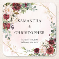 Deep Red roses fresh greenery gold wedding