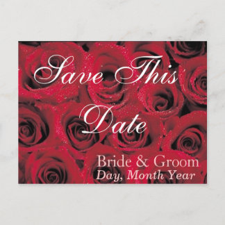 Deep Red Roses Save the Date Postcard (1)