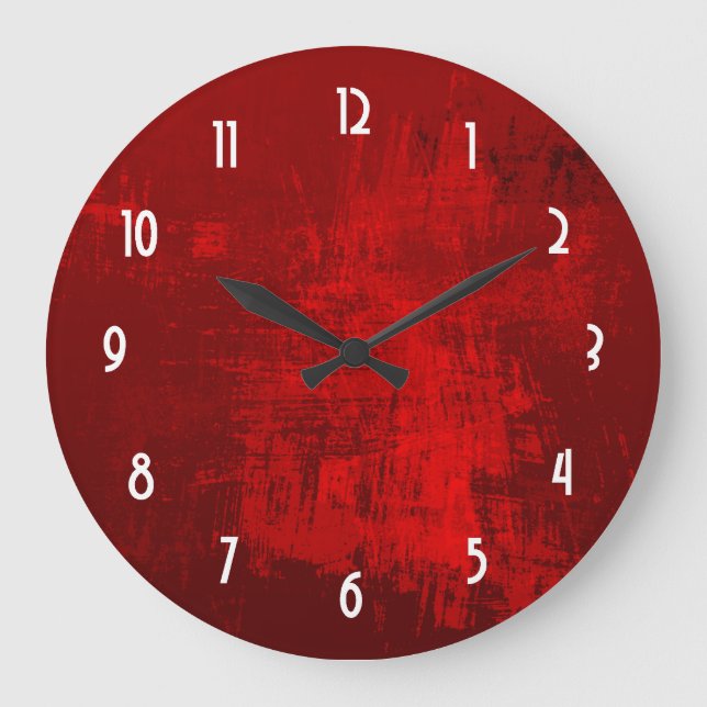 Deep Red RusticTexture Abstract Background Large Clock (Front)