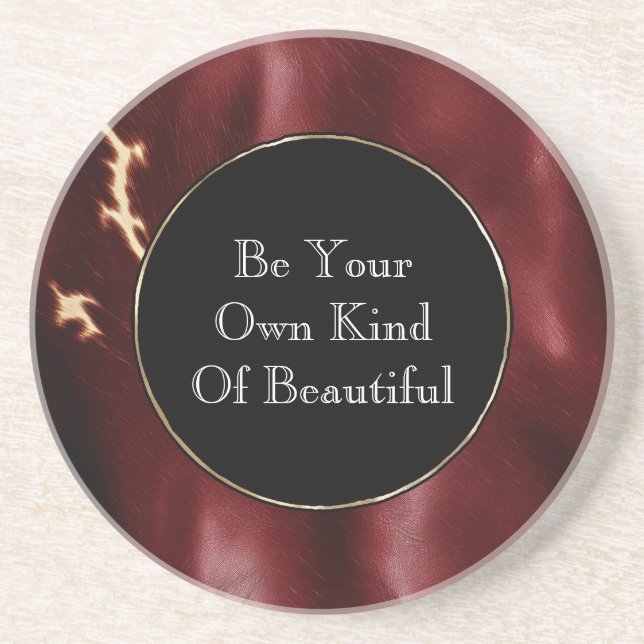 Deep Red Southwest Cowhide Coaster (Front)