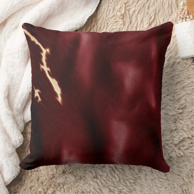 Deep Red Southwest Cowhide Cushion (Blanket)