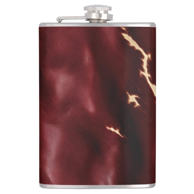 Deep Red Southwest Cowhide Hip Flask (Front)