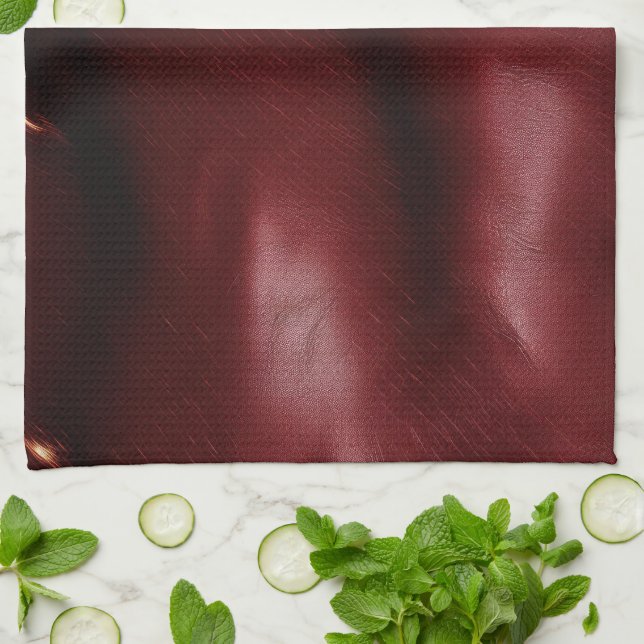Deep Red Southwest Cowhide Tea Towel (Folded)