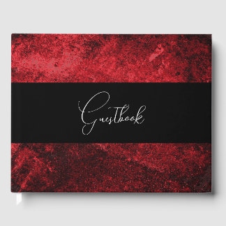 Deep Red Stone Texture Wedding Guest Book