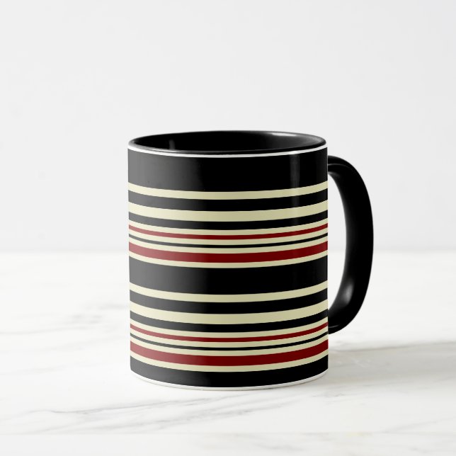 Deep Red Striped Mug — Warmth Meets Elegance (Front Right)