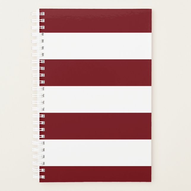 Deep Red Striped Planner (Front)