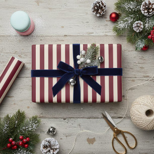 Deep Red Striped Wrapping Paper Roll
