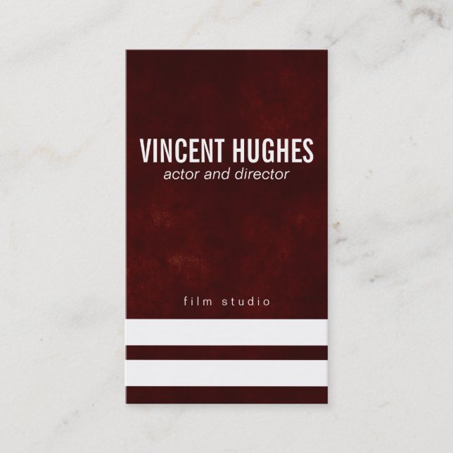 Deep Red // Stripes Business Card (Front)
