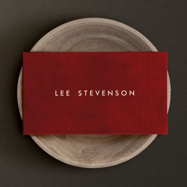 Deep Red Suede Simple Elegant Business Card (Creator Uploaded)