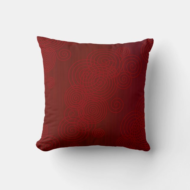 Deep Red Swirl Pattern Cushion (Front)