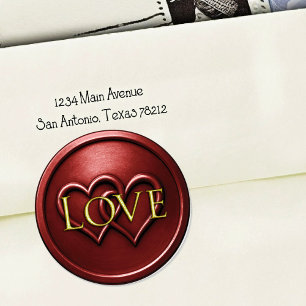 Deep Red Two Hearts Intertwined Wedding Classic Round Sticker