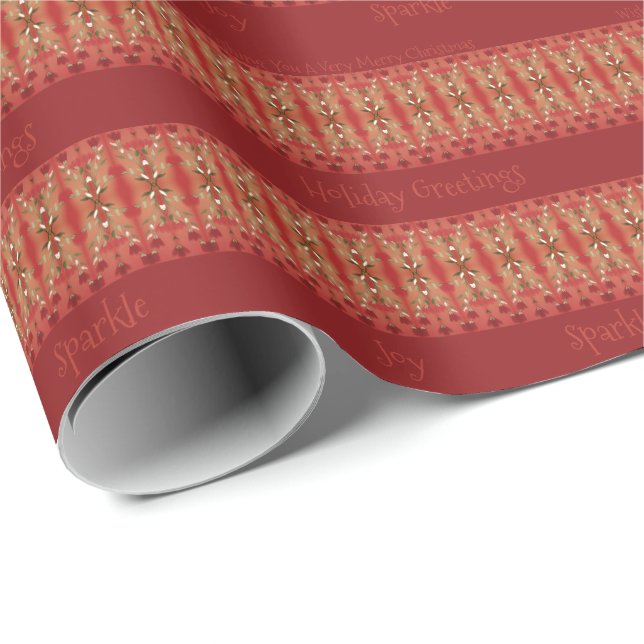 Deep Red Vintage Styled Wrapping Paper (Roll Corner)