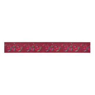Deep Red Wassail Floral Ribbon Grosgrain Ribbon