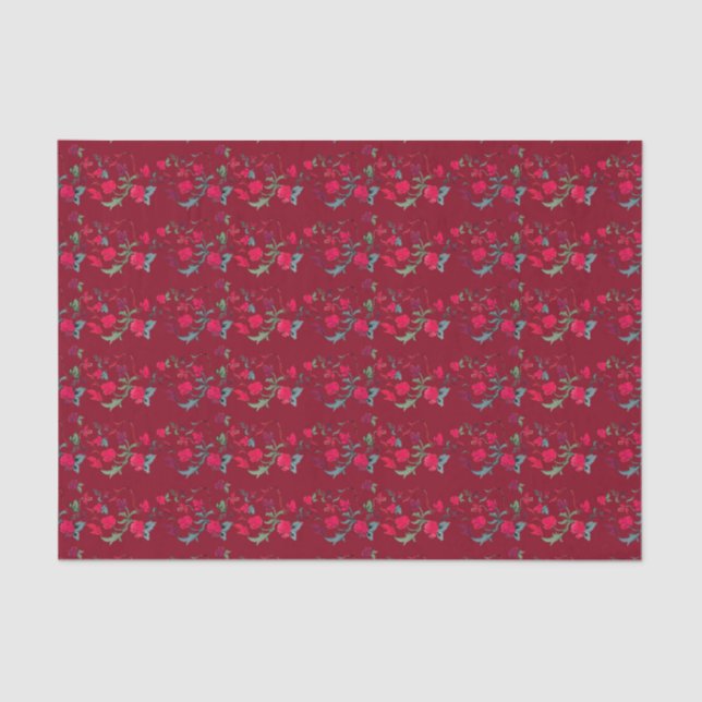 Deep Red Wassail Floral Tissue Paper (Front)