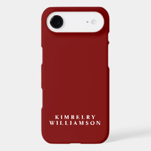 Deep Red White Customised Name Stylish Monogram