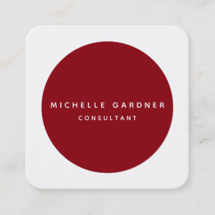 Deep Red White Minimalist Modern Professional Square Business Card