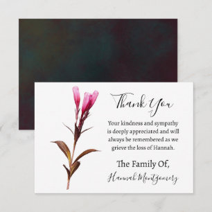 Deep Rich Florals Funeral Sympathy Thank You Card