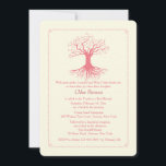 Deep Rooted Bat Mitzvah Invitation<br><div class="desc">A classic invitation featuring a pink, deep-rooted tree with a delicate dotted frame. Symbolic, yet fresh for today's celebrations. Want to save money? Print this design on the basic, square corner paper. The card is easy to customise with your wording, font, font colour, paper shape options and choice of six...</div>