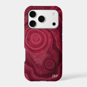 Deep Rose Abstract Agate Pattern with Monogram