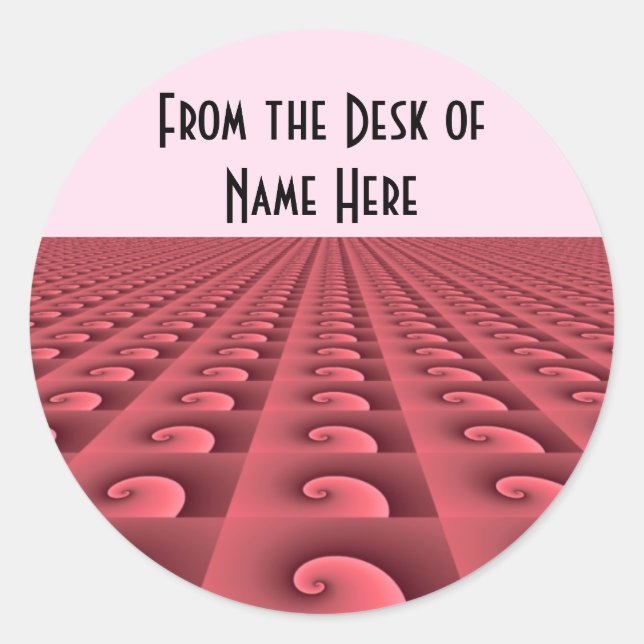 Deep Rose Coloured Swirl Pattern Classic Round Sticker (Front)