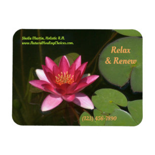 Deep Rose-Coloured Water Lily Business Card Magnet