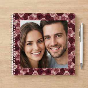 Deep Rose Floral Border Frame Photo Notebook