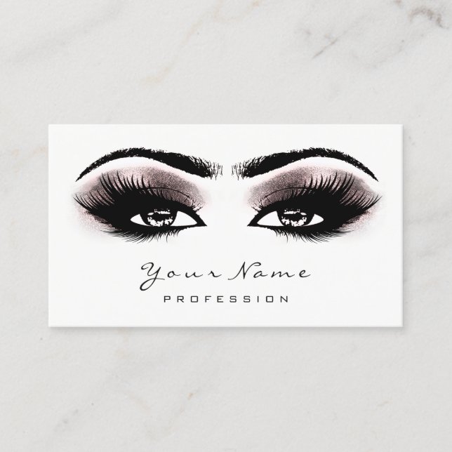 Deep Rose Glitter Makeup Artist Lash Black White Appointment Card (Front)