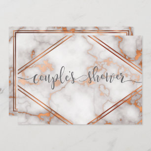 Deep Rose Gold / Copper Marble Calligraphy Invitation