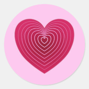 Deep rose red heart on a pale pink background classic round sticker