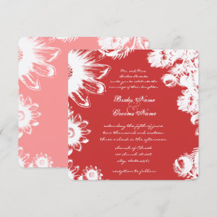 Deep Rose Vintage Flower Wedding Invitation