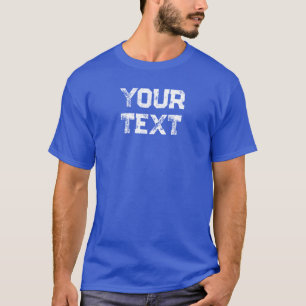 Deep Royal Blue Custom Distressed Text Mens T-Shirt