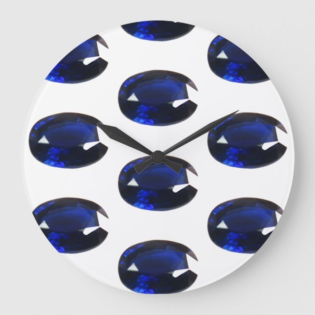 Deep Royal Blue Oval Sapphire Pattern Large Clock (Front)