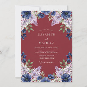 Deep Rust Sapphire Petal Wedding Invitation
