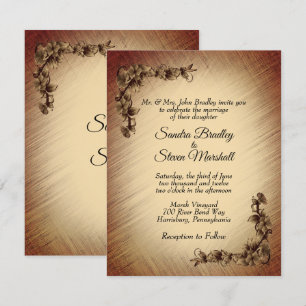 Deep Rustic Flowers Wedding Invitation