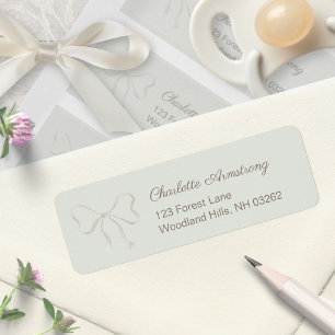 Deep Sage Green Baby Shower Bow Return Address