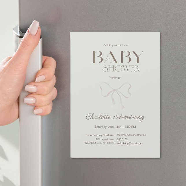 Deep Sage Green Chic Bow Baby Shower Magnet (Deep Sage Green Chic Bow Baby Shower Magnet ©Susanne Sachers - Sunny Mind 🌞)