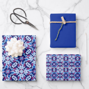 Deep Sapphire, Navy, Powder Blue, Raspberry... Wrapping Paper Sheet
