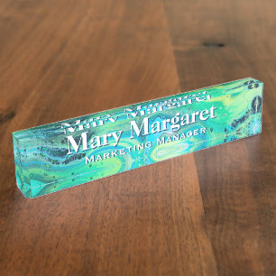 Deep Sea Acrylic Flow Art Desk Nameplate