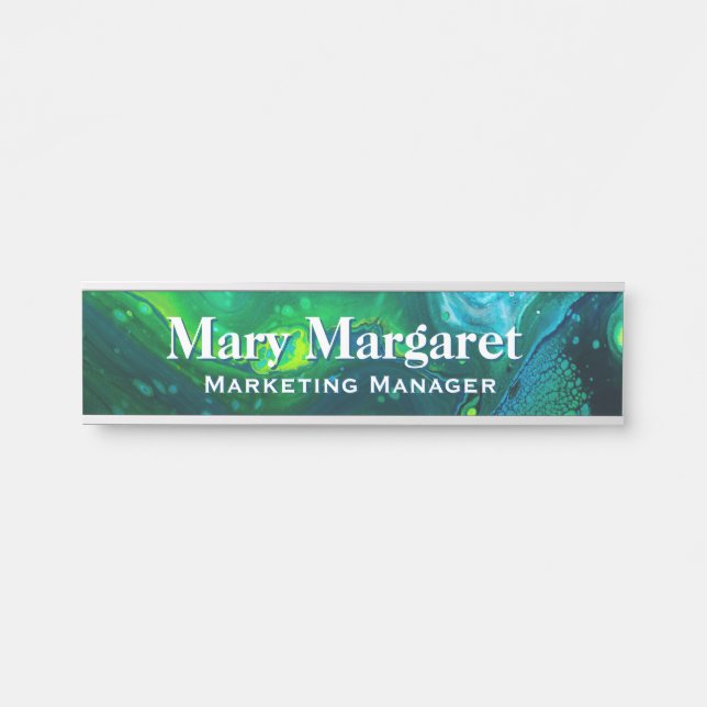 Deep Sea Acrylic Flow Art Desk Nameplate (Front)