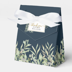Deep Sea Blue Greenery A Sweet Beginning Wedding Favour Box