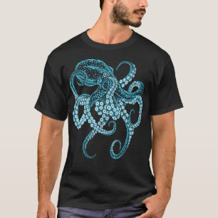 Deep-Sea Blue Kraken Octopus In Combat Stance T-Shirt