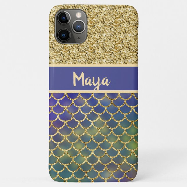 Deep Sea Blue Mermaid Scales Personalised Case-Mate iPhone Case (Back)