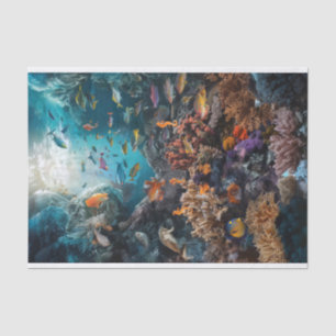 Deep Sea Coral Fantasy, Tropical Underwater Dreams Tissue Paper