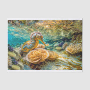 Deep Sea Corral, Fanciful Seahorse Dreams Tissue Paper