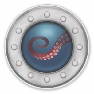 Deep Sea Creature in Porthole Submarine Nautical