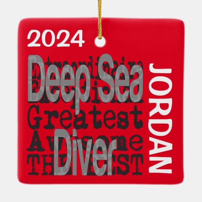 Deep Sea Diver Extraordinaire CUSTOM Ceramic Ornament (Back)