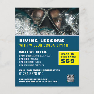 Deep Sea Diver, Scuba Diving Lesson Advertising Flyer