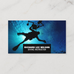 Deep Sea Diver Silhouette, Scuba Diving Instructor Business Card